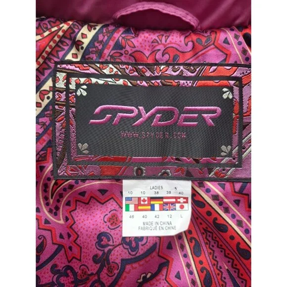 Spyder Women's Midweight Pink Jacket with Black Fur Trim Size 10 - Picture 5 of 11